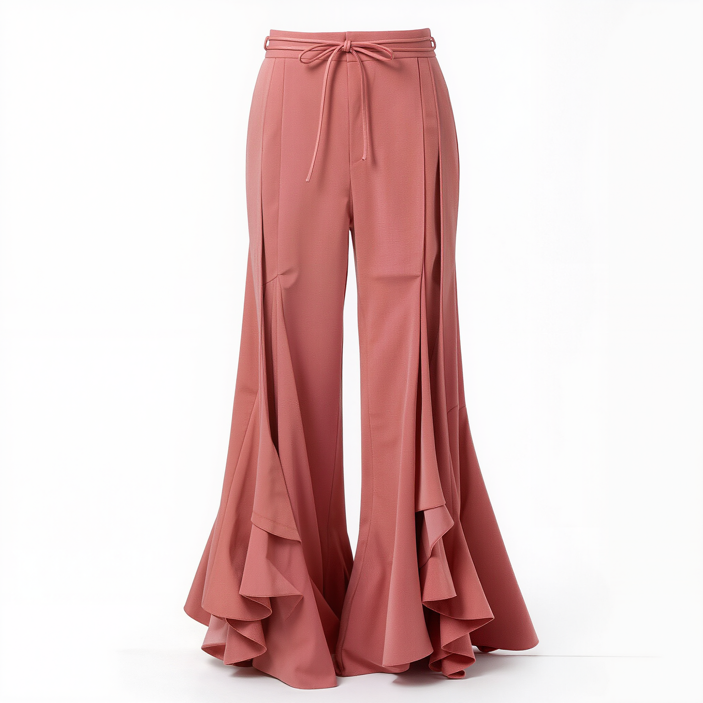 Dusty Pink Ruffled Flare Trousers