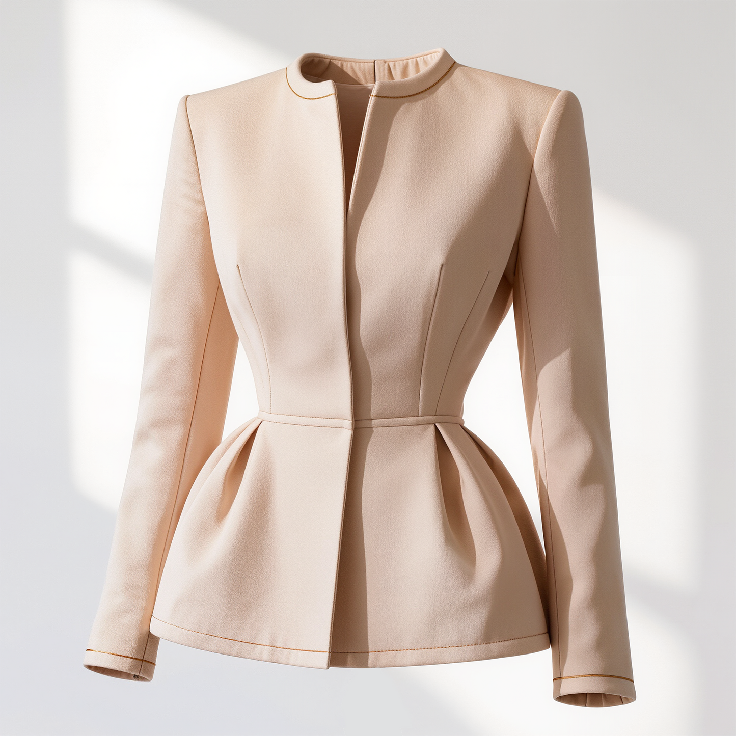 Beige Tailored Peplum Jacket