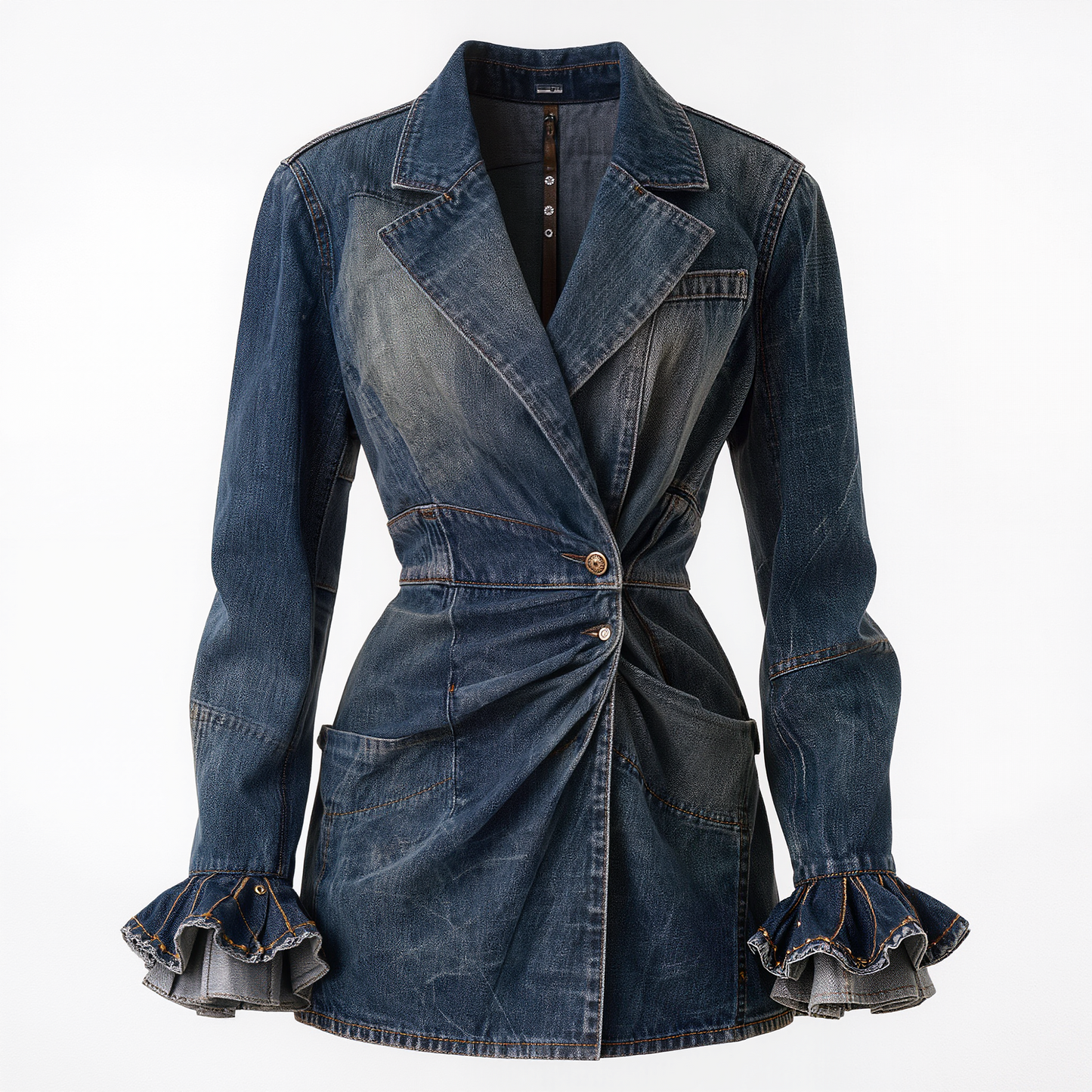Twisted Waist Denim Blazer