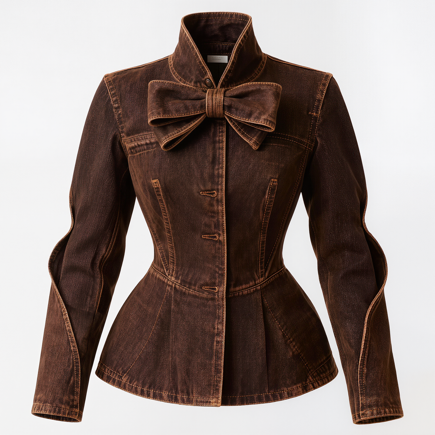 Vintage Brown Denim Peplum Jacket