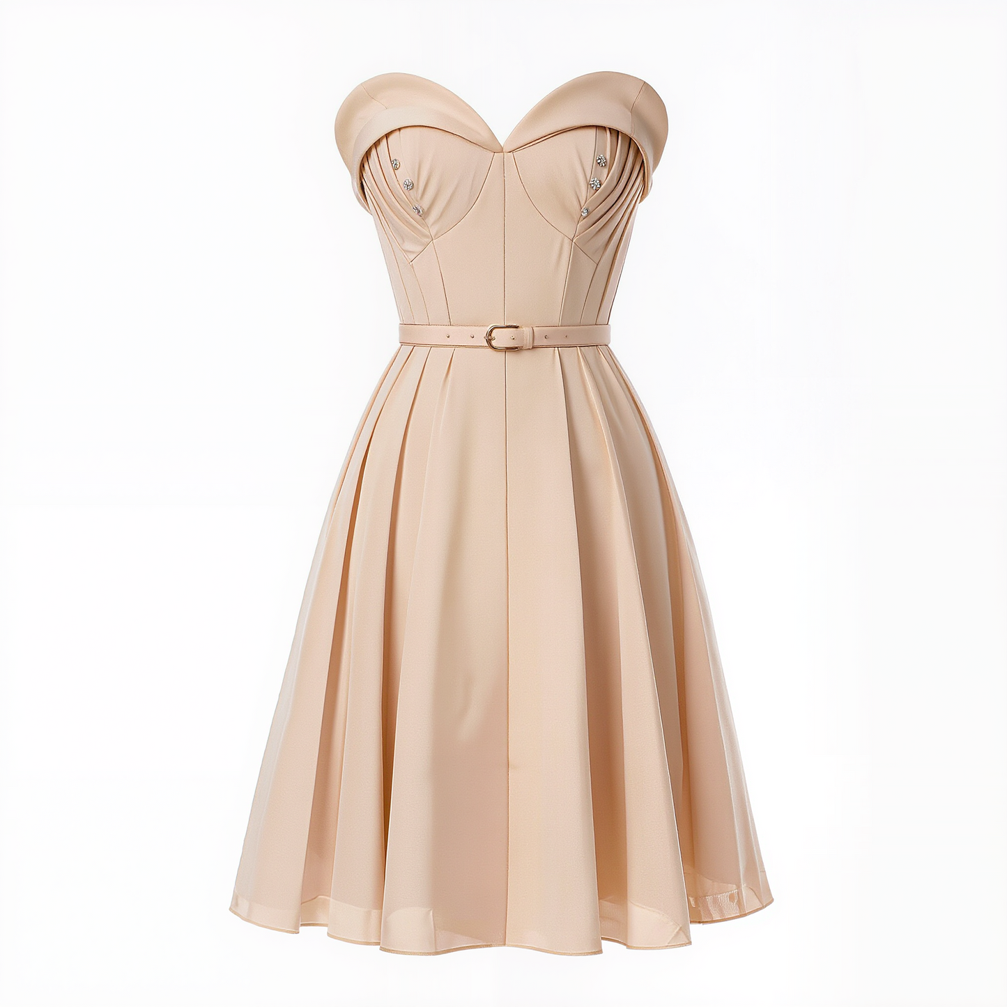 Blush Strapless Fit-and-Flare Midi Dress