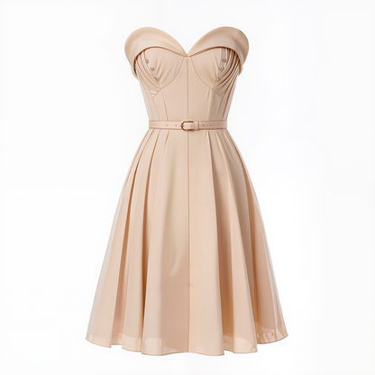 Blush Strapless Fit-and-Flare Midi Dress