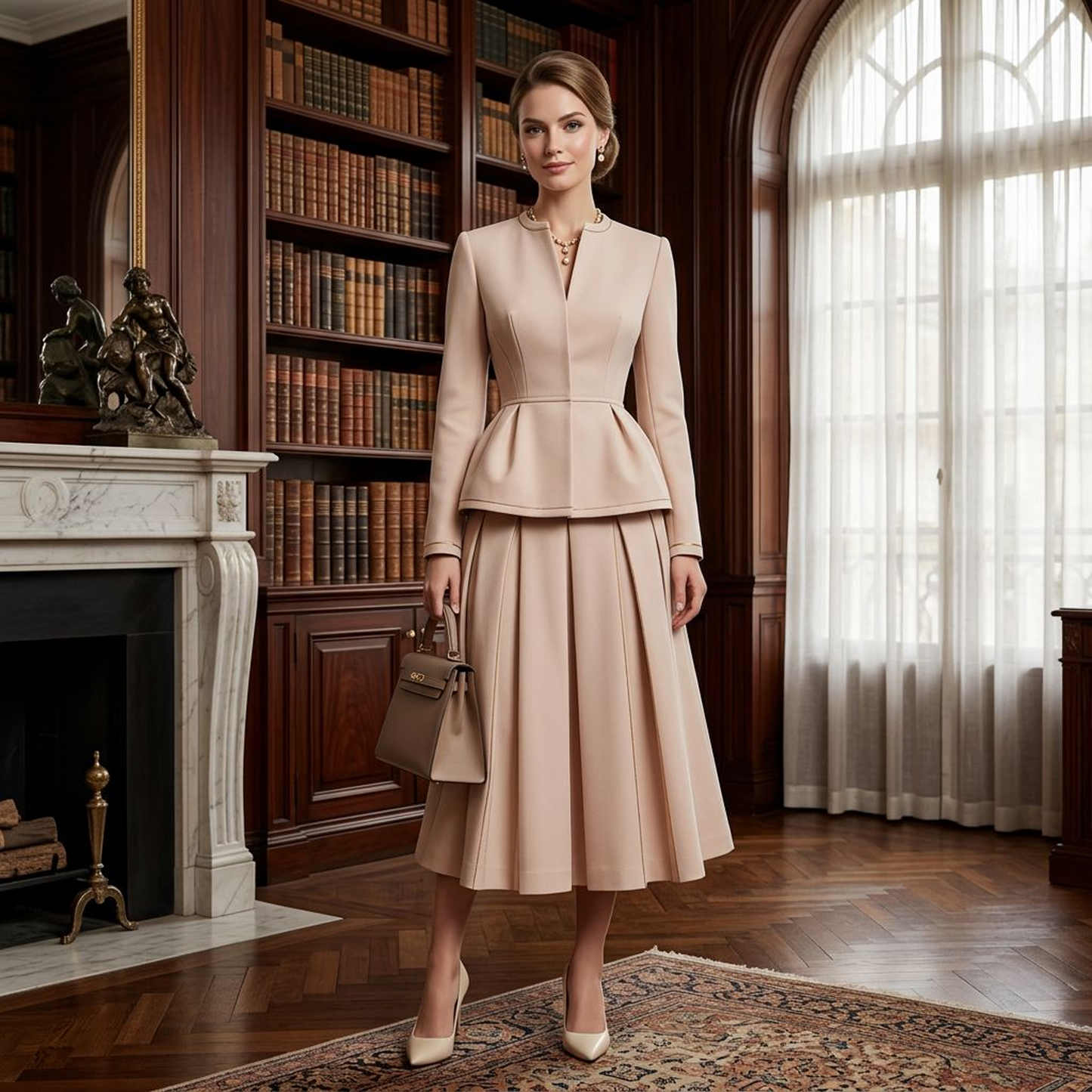 Beige Tailored Peplum Jacket
