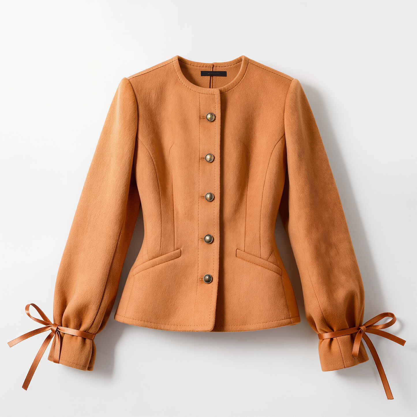 Burnt Orange Wool Jacket with Bow Cuffs