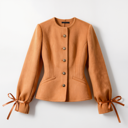 Burnt Orange Wool Jacket with Bow Cuffs