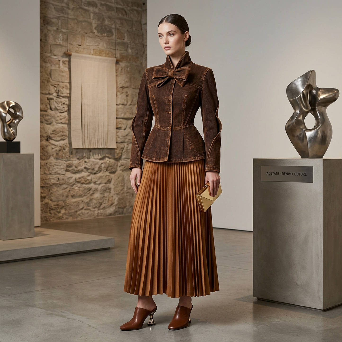 Vintage Brown Denim Peplum Jacket