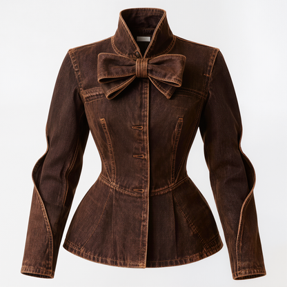 Vintage Brown Denim Peplum Jacket